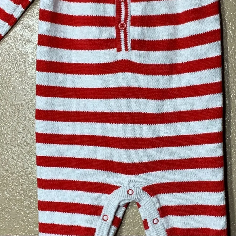 Cat & Jack baby red and white long sleeve one piece‎